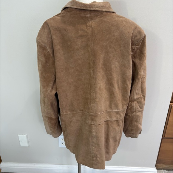 Covington Women’s 100% Suede Brown Beige Leather Blazer Jacket Vtg 90s Sz 20-22W - Picture 5 of 9